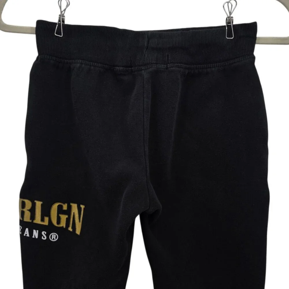True Religion Boys Medium Joggers Sweatpants Black Spell Out Pockets - Picture 4 of 7